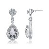 Guili Sterling Silver Pear Drop Cubic Zirconia Earrings with Circle Post or White Gold Plating for a Chic, Sophisticated, and Graceful Radiance - 4 of 4