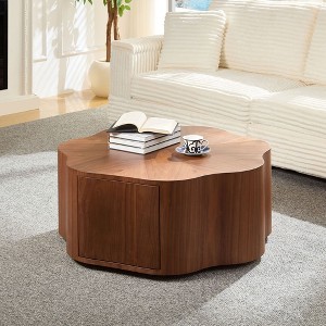 Sapphtopaz Rustic Coffee Table with Hidden Drawers Retro Coffee Bar with Wood Veneer Home Decor Center Table for Living Room - 1 of 4