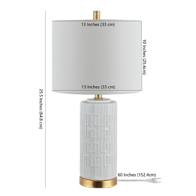 Phoenix White Ceramic 25-inch Table Lamp with Gold Accents