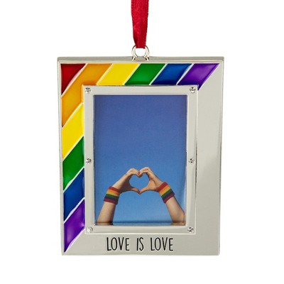 Northlight 3.5" Pride Silver-Plated Love is Love Photo Christmas Ornament with European Crystals