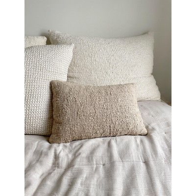 Cozy Beige Cotton Boucle Lumbar Pillow 14x20