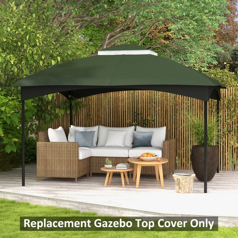 Outsunny 10' x 12' Gazebo Canopy Replacement, 2-Tier Outdoor Gazebo Cover Top Roof with Drainage Holes, (TOP ONLY), Green, 2 of 7