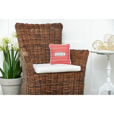 Ahoy Stripe Printed and Applique Square Summer Throw Pillow