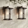 Franklin Iron Works Fallbrook Collection Rustic Farmhouse Outdoor Wall Light Fixtures Set of 2 Bronze 11 3/4" Clear Frosted Double Glass for Exterior - 2 of 4