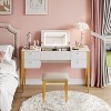 47“ Makeup Vanity Desk with Flip Top Mirror and Lights, 3 Lighting Mode, 3 in 1 Vanity Table with 5 Drawers, Makeup Vanity Set with Chair - 4 of 4