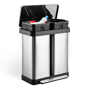 Coucheta Dual Compartment Trash Can Collection - Stainless Steel Step Bins with Soft-Close Lids & Inner Buckets, Multiple Capacities - 1 of 1