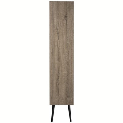 Terrence Transitional Black/Brown Wood 5-Tier Etagere with Drawer