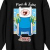 Adventure Time Finn & Jake Crew Neck Long Sleeve Black Adult Sweatshirt - 2 of 3