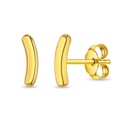 Girls' Polished Curved Bar Gold Plated Sterling Silver Earrings - In Season Jewelry