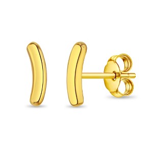 Girls' Polished Curved Bar Gold Plated Sterling Silver Earrings - In Season Jewelry - 1 of 3