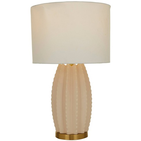 24 X 15 Ceramic Gourd Style Base Table Lamp With Drum Shade Cream -  Cosmoliving By Cosmopolitan : Target