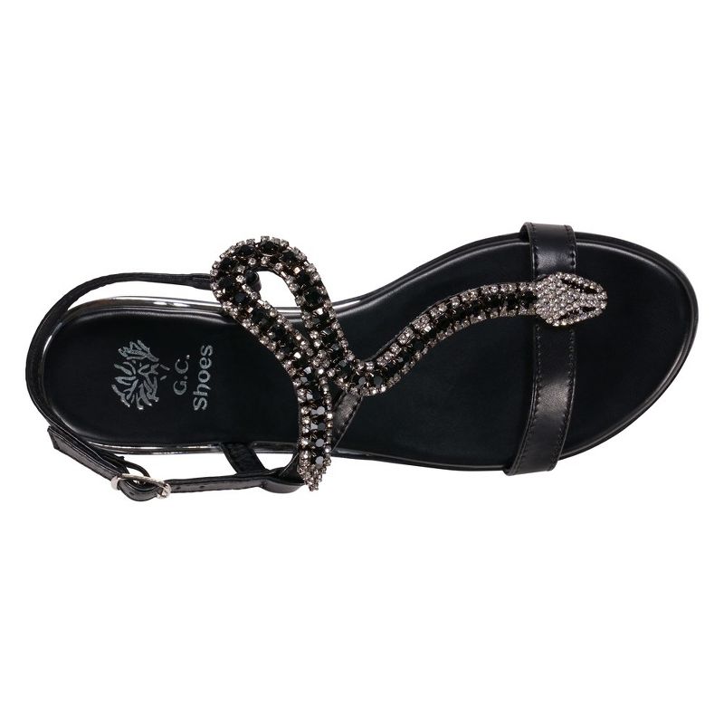 GC Shoes Lidia Metallic Embellished Slingback Flat Sandals, 4 of 6