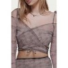 Women's CUPID HEART-PRINT SHEER MESH CROPPED WRAP TOP - ZEMETA - 3 of 3