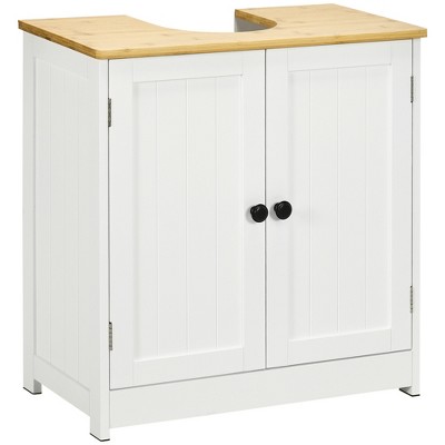 Homcom 24 Under Sink Storage Cabinet With 2 Doors And Shelves, Pedestal  Sink Bathroom Vanity Furniture, White : Target