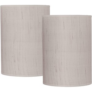 Springcrest Set of 2 Cylinder Lamp Shades Ivory White Small 8" Top x 8" Bottom x 11" High Spider Replacement Harp and Finial Fitting - 1 of 4