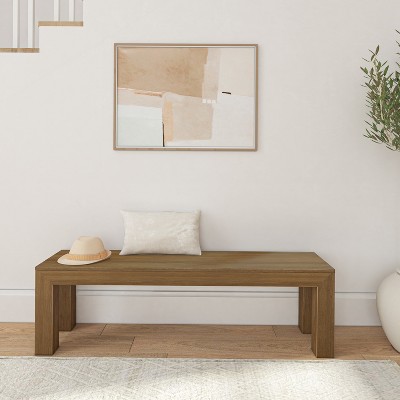Pecan Wirebrush Solid Wood Dining Bench, 60 Inch
