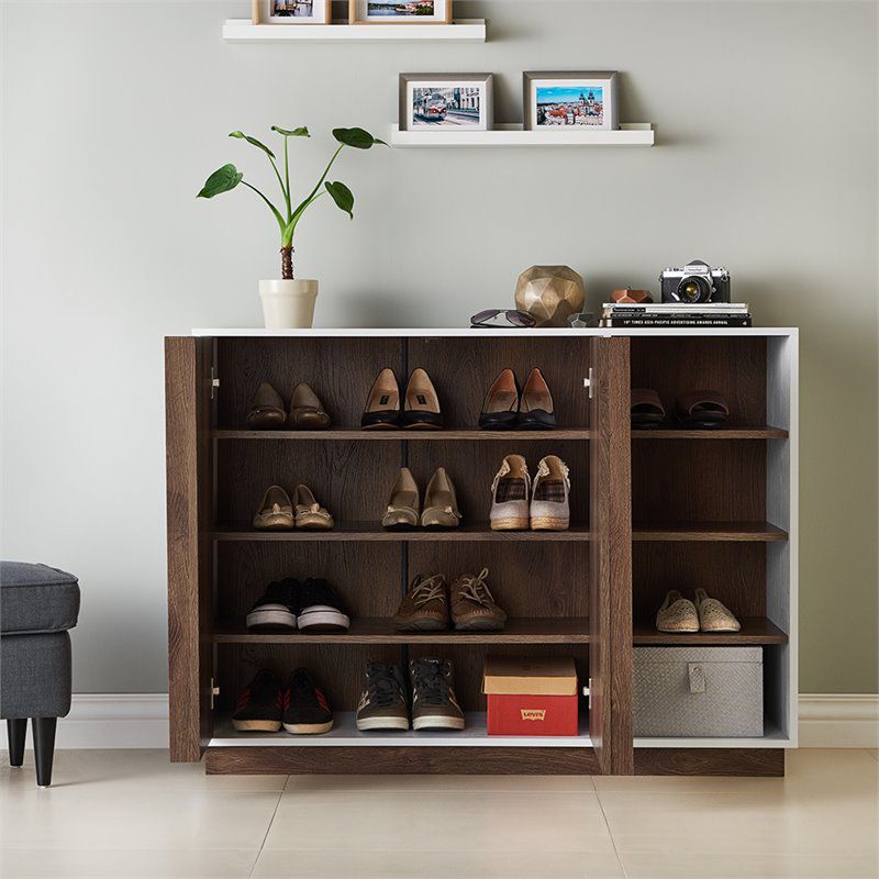 Vega Modern 4-Shelf Wood Shoe Cabinet in White - Furniture of America, 3 of 6