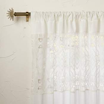 50"x84" Sheer Banded Geo Macrame Window Curtain Panel White - Opalhouse™ designed with Jungalow™