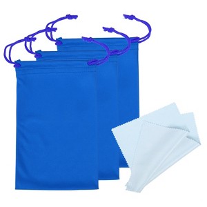 Unique Bargains Microfiber Protective Storage Pouch Draw String Ski Goggle Bags 3 Pcs with Cleaning Cloths - 1 of 4