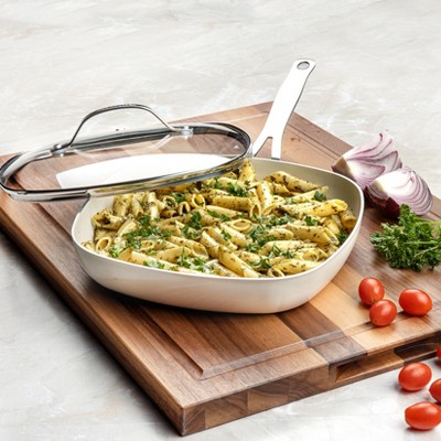 Cream 12-Piece Nonstick Aluminum and Stainless Steel Cookware Set