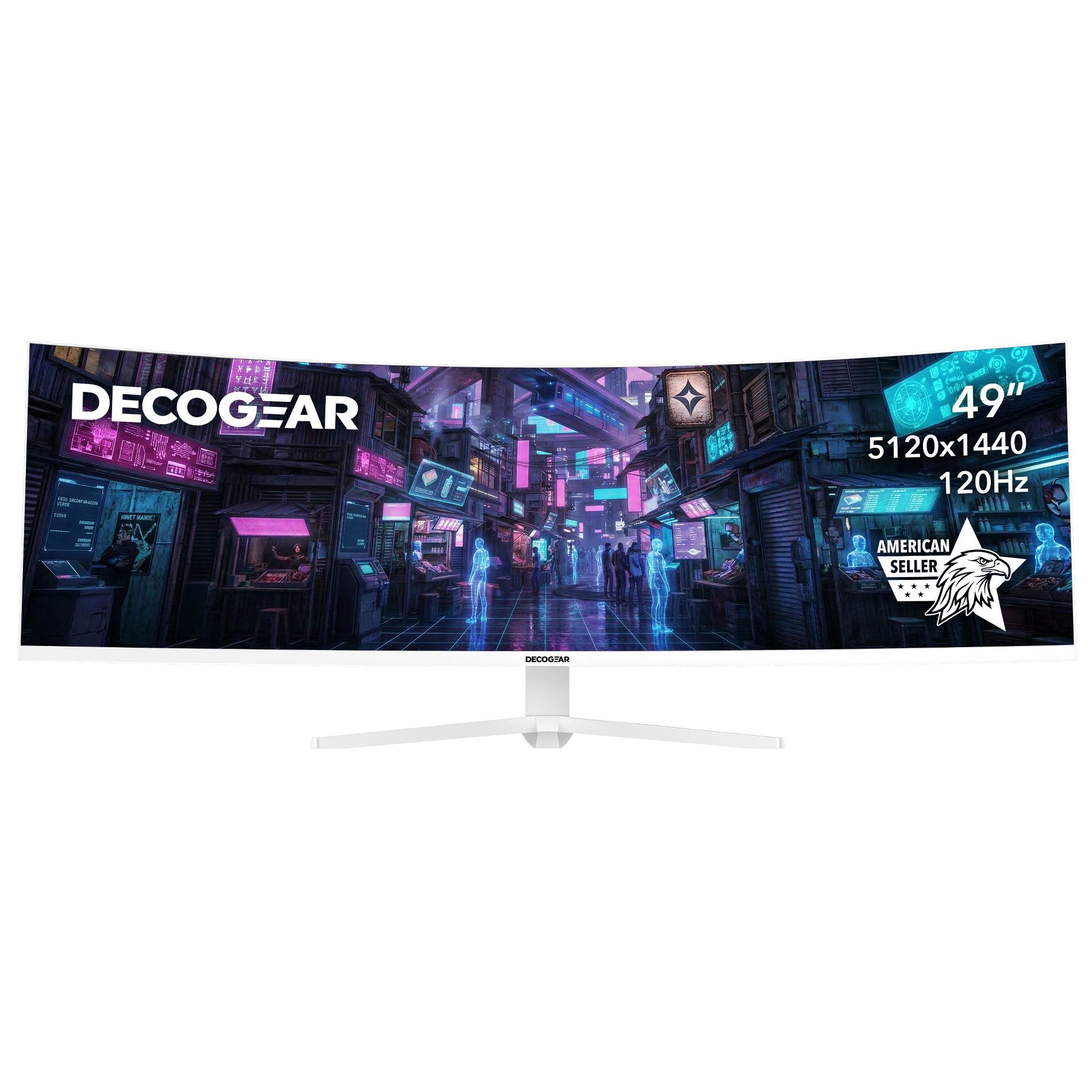 Deco Gear 49" White Curved 5K DQHD Ultrawide Gaming Monitor 120Hz 100% sRGB USB-C