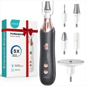 COSLUS Professional Manicure Pedicure Kit, 5-in-1 Electric Nail File for Toenail Hand Feet Care - Wider Grinder for Thick Nails, Cordless, 5 Speed - 1 of 4