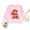 Valentine Teddy Bear Beanie - Toddler Long Sleeve Graphic Tee - 2 of 4