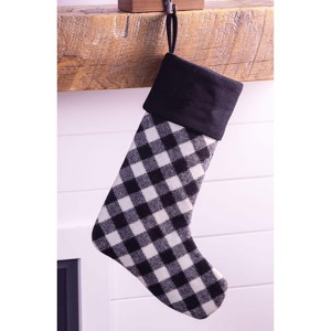 Black & White Buffalo Check Wool Christmas Stocking – Made with American Woolen Fabric – by MerryStockings - 1 of 3