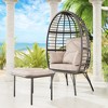 COWLOWN Beige Wicker Egg Chair with Ottoman and Stand, Indoor Outdoor Basket Lounge Chair with Thick Cushions for Patio, Porch, Bedroom & Deck - 2 of 4