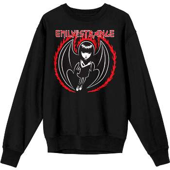 Emily The Strange Character With Bat Wings Crew Neck Long Sleeve Men's Black Sweatshirt