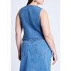 ELOQUII Women's Plus Size Tie Front Denim Vest - 3 of 4