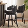 Bar Stool Set Of 2,Swivel Nailhead Trim And Button Tufted Living Room Chairs,Fabric Upholstered Rubberwood Legs Kitchen Chairs-Cuddlewood - 2 of 4