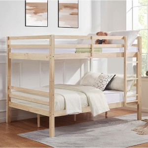 Full over Full Bunk Bed with Ladder – Wooden Frame with High Guardrails for Kids – No Box Spring Needed – Sturdy and Space-Saving - 1 of 4