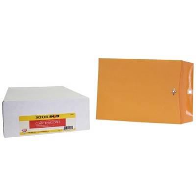 School Smart Kraft Envelopes with Clasp, 9 x 12 Inches, Pack of 100