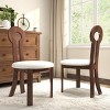 Vintage Rubber Solid Wood Dining Chairs Set Of 2,Cashmere Fabric Upholstered Dining Chair,Wooden Armless Kitchen Dining Chair-Coolbibila - 2 of 4