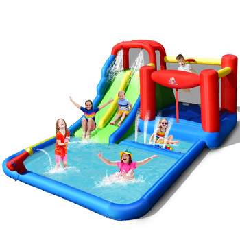 Costway Inflatable Water Slide Kids Jumping Bounce Castle Splash Pool with Ocean Balls Blower Excluded