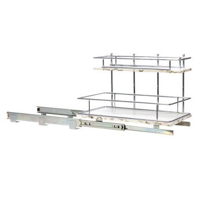 Chrome-Plated Steel and Faux Marble 2-Tier Pull-Out Storage Organizer