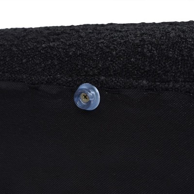 Ebony Black Boucle Upholstered Oval Storage Bench with Hinged Lid