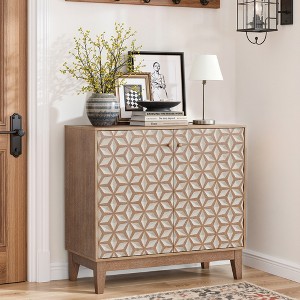 GDFStudio Hammett 31.5" Farmhouse Geometric Double Door Cabinet with Adjustable Shelves - 1 of 4