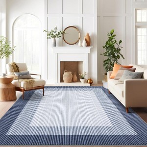 Modern Bordered Area Rug - Large, Soft, Machine Washable, Non-Slip Geometric Carpet for Living Room, Bedroom, Dining Room, Farmhouse - 1 of 4