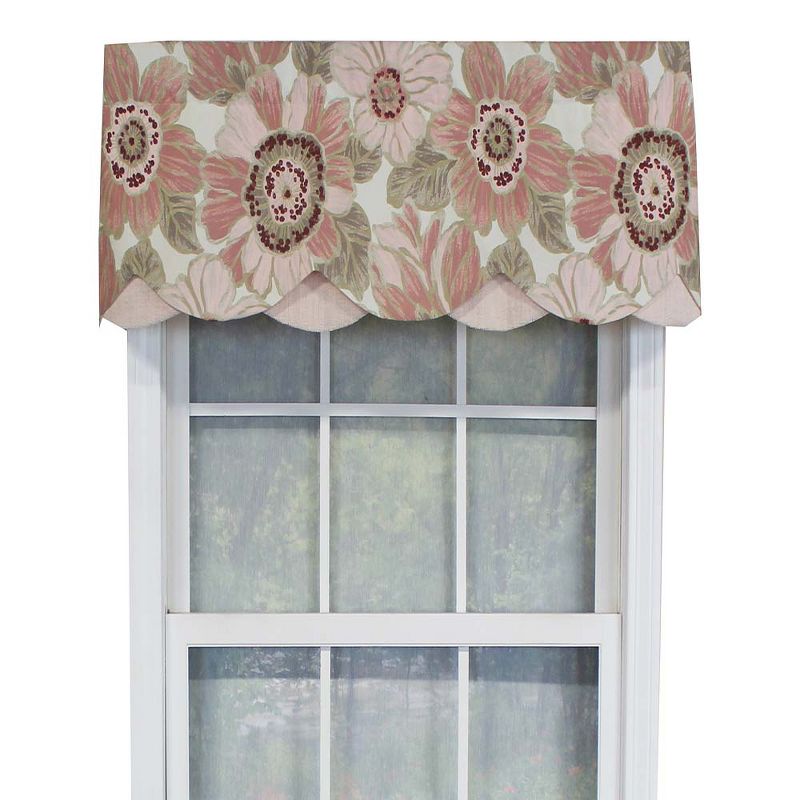 RLF Home Verona Petticoat Modern Premium Design Printed Valance 3" Rod Pocket 50" x 15" Blossom Pink, 1 of 4