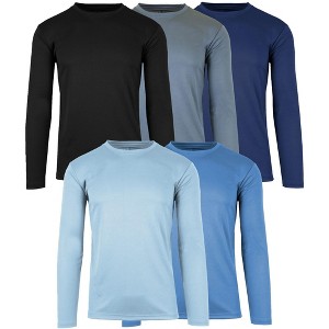 Galaxy By Harvic Men's Long Sleeve Moisture-Wicking Quick Dry Performance Crew Neck Tee- 5 Pack - 1 of 2