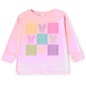 Simply Sage Market Checkered Bunny Outline Coquette Toddler Long Sleeve Tee - 1 of 4