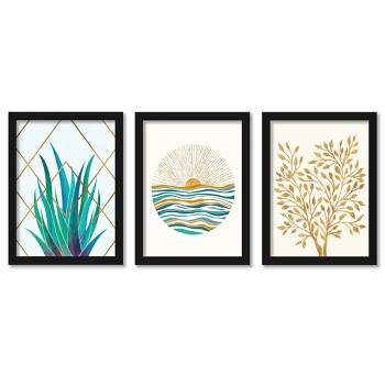 Americanflat Boho Botanical (set Of 3) Watercolor Rust By Pauline Stanley  Framed Triptych Wall Art Set : Target