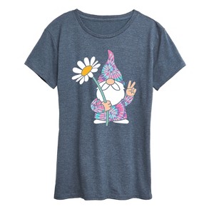 Women's - Instant Message - Tie Dye Gnome With Daisy Short Sleeve Graphic T-Shirt - 1 of 4