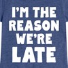Girls' - Instant Message - I'm The Reason We're Late Fitted Short Sleeve Graphic T-Shirt - 2 of 4