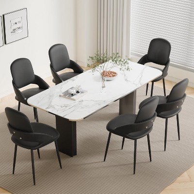 DYHOME Dining Chairs Modern Kitchen Chairs Set of 6, PU Leather Restaurant Chairs