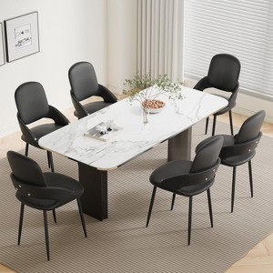 DYHOME Dining Chairs Modern Kitchen Chairs Set of 6, PU Leather Restaurant Chairs - 1 of 4