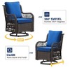 Garvee 3 Pieces Outdoor Swivel Rocker Set, 2 Chairs and Side Table, 360¡ã Rotation, Patio, Porch, Pool (Coffee/Blue Cushion) - 3 of 4
