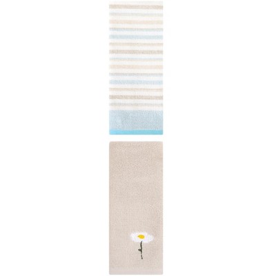 REGALWOVEN Cotton Decorative Hand Towel Set for Bathroom 13" x 30"/13" x 27" 2 Pcs